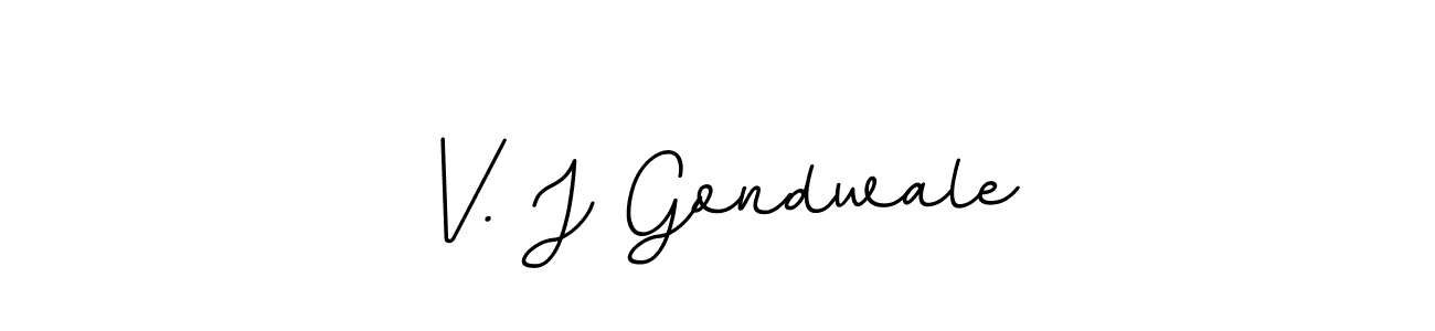 Use a signature maker to create a handwritten signature online. With this signature software, you can design (BallpointsItalic-DORy9) your own signature for name V. J Gondwale. V. J Gondwale signature style 11 images and pictures png