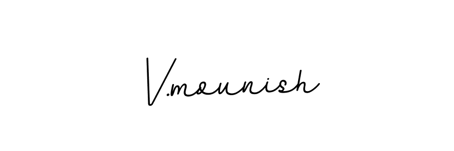 Use a signature maker to create a handwritten signature online. With this signature software, you can design (BallpointsItalic-DORy9) your own signature for name V.mounish. V.mounish signature style 11 images and pictures png