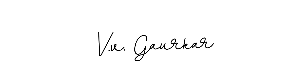 How to make V.v. Gaurkar name signature. Use BallpointsItalic-DORy9 style for creating short signs online. This is the latest handwritten sign. V.v. Gaurkar signature style 11 images and pictures png