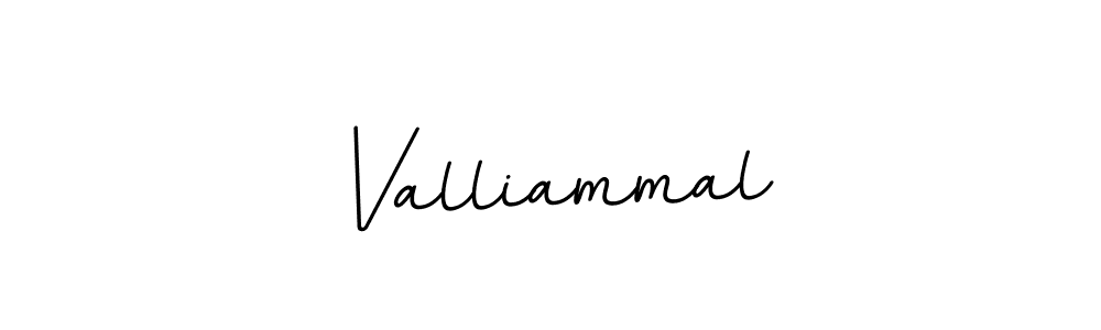 Design your own signature with our free online signature maker. With this signature software, you can create a handwritten (BallpointsItalic-DORy9) signature for name Valliammal. Valliammal signature style 11 images and pictures png