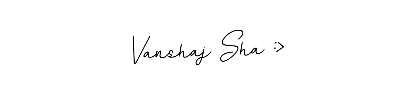 Make a beautiful signature design for name Vanshaj Sha :>. With this signature (BallpointsItalic-DORy9) style, you can create a handwritten signature for free. Vanshaj Sha :> signature style 11 images and pictures png