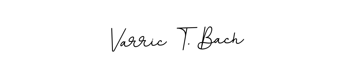 How to make Varric T. Bach name signature. Use BallpointsItalic-DORy9 style for creating short signs online. This is the latest handwritten sign. Varric T. Bach signature style 11 images and pictures png