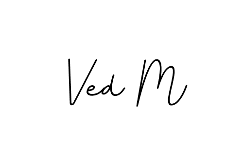 How to make Ved M name signature. Use BallpointsItalic-DORy9 style for creating short signs online. This is the latest handwritten sign. Ved M signature style 11 images and pictures png