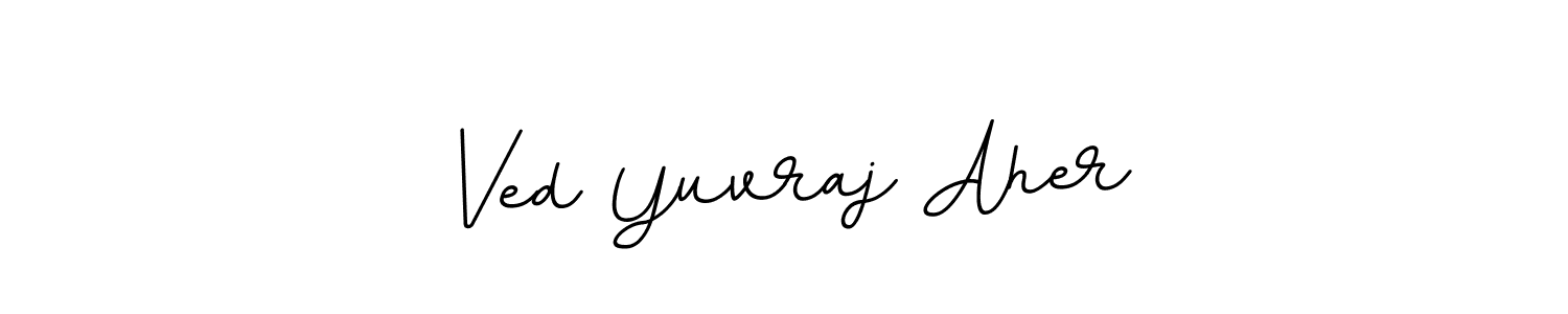 This is the best signature style for the Ved Yuvraj Aher name. Also you like these signature font (BallpointsItalic-DORy9). Mix name signature. Ved Yuvraj Aher signature style 11 images and pictures png