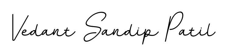 A timeless handwritten aesthetic for Vedant Sandip Patil. The BallpointsItalic-DORy9 font gives your signature a handcrafted feel with natural curves. Vedant Sandip Patil signature style 11 images and pictures png