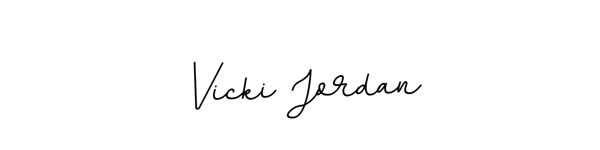 How to make Vicki Jordan name signature. Use BallpointsItalic-DORy9 style for creating short signs online. This is the latest handwritten sign. Vicki Jordan signature style 11 images and pictures png