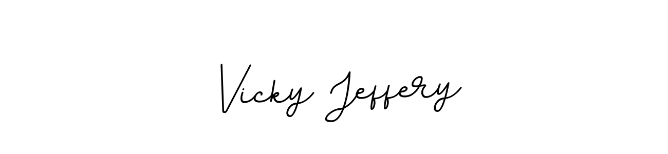 How to make Vicky Jeffery name signature. Use BallpointsItalic-DORy9 style for creating short signs online. This is the latest handwritten sign. Vicky Jeffery signature style 11 images and pictures png