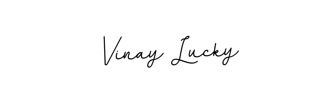 The best way (BallpointsItalic-DORy9) to make a short signature is to pick only two or three words in your name. The name Vinay Lucky include a total of six letters. For converting this name. Vinay Lucky signature style 11 images and pictures png