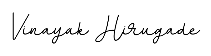 The BallpointsItalic-DORy9 typeface gives name Vinayak Hirugade a refined look. Suitable for certificates, diplomas, and official verification. Vinayak Hirugade signature style 11 images and pictures png