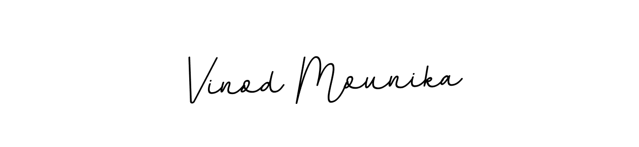 How to make Vinod Mounika name signature. Use BallpointsItalic-DORy9 style for creating short signs online. This is the latest handwritten sign. Vinod Mounika signature style 11 images and pictures png