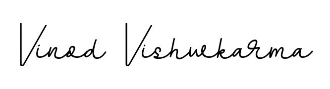 The BallpointsItalic-DORy9 typeface gives name Vinod Vishwkarma a refined look. Suitable for certificates, diplomas, and official verification. Vinod Vishwkarma signature style 11 images and pictures png