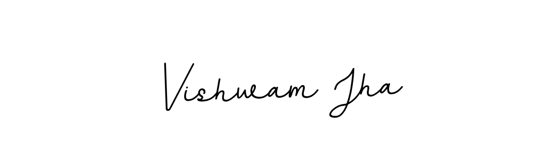 How to make Vishwam Jha name signature. Use BallpointsItalic-DORy9 style for creating short signs online. This is the latest handwritten sign. Vishwam Jha signature style 11 images and pictures png