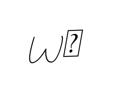 How to make W₩ name signature. Use BallpointsItalic-DORy9 style for creating short signs online. This is the latest handwritten sign. W₩ signature style 11 images and pictures png