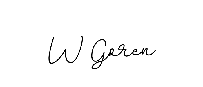 Design your own signature with our free online signature maker. With this signature software, you can create a handwritten (BallpointsItalic-DORy9) signature for name W Goren. W Goren signature style 11 images and pictures png