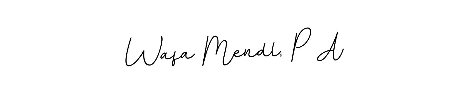 The best way (BallpointsItalic-DORy9) to make a short signature is to pick only two or three words in your name. The name Wafa Mendl, P A include a total of six letters. For converting this name. Wafa Mendl, P A signature style 11 images and pictures png