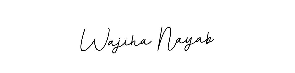Use a signature maker to create a handwritten signature online. With this signature software, you can design (BallpointsItalic-DORy9) your own signature for name Wajiha Nayab. Wajiha Nayab signature style 11 images and pictures png