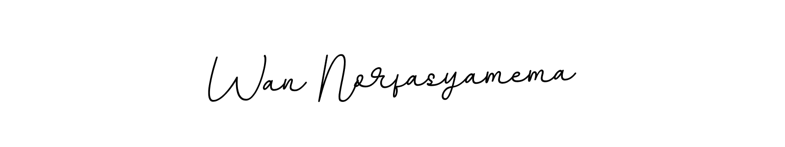 Use a signature maker to create a handwritten signature online. With this signature software, you can design (BallpointsItalic-DORy9) your own signature for name Wan Norfasyamema. Wan Norfasyamema signature style 11 images and pictures png