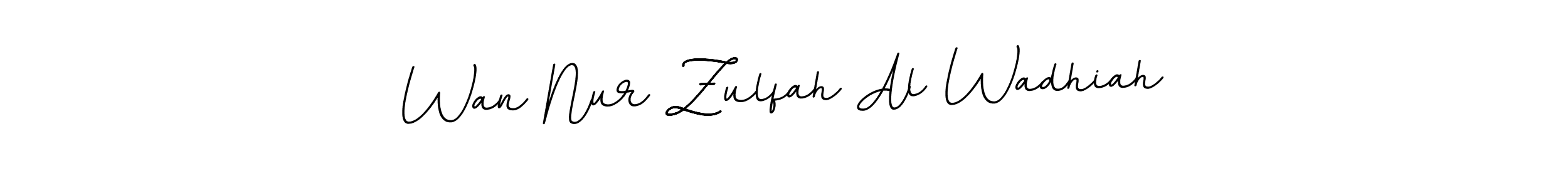 Create a beautiful signature design for name Wan Nur Zulfah Al Wadhiah. With this signature (BallpointsItalic-DORy9) fonts, you can make a handwritten signature for free. Wan Nur Zulfah Al Wadhiah signature style 11 images and pictures png