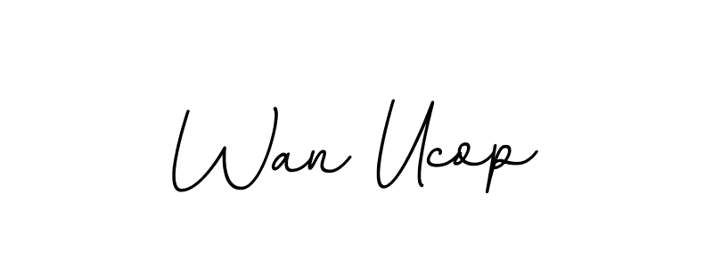 How to make Wan Ucop name signature. Use BallpointsItalic-DORy9 style for creating short signs online. This is the latest handwritten sign. Wan Ucop signature style 11 images and pictures png