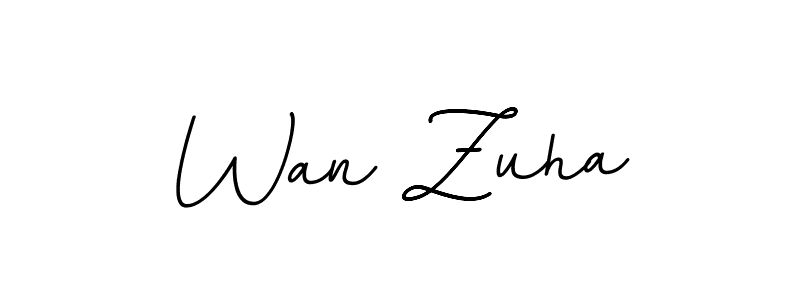 How to make Wan Zuha name signature. Use BallpointsItalic-DORy9 style for creating short signs online. This is the latest handwritten sign. Wan Zuha signature style 11 images and pictures png
