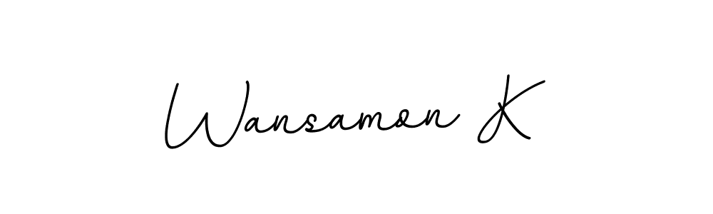 Use a signature maker to create a handwritten signature online. With this signature software, you can design (BallpointsItalic-DORy9) your own signature for name Wansamon K. Wansamon K signature style 11 images and pictures png