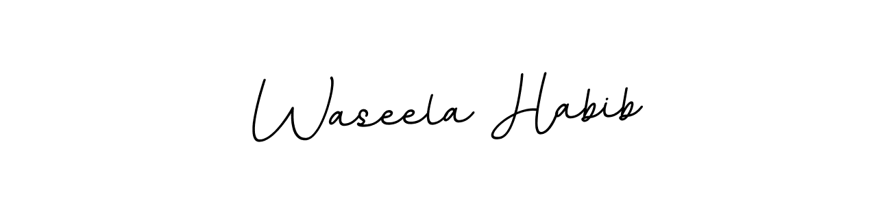 This is the best signature style for the Waseela Habib name. Also you like these signature font (BallpointsItalic-DORy9). Mix name signature. Waseela Habib signature style 11 images and pictures png