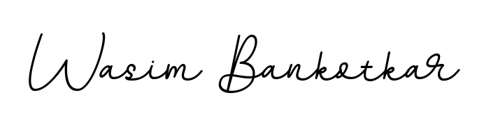 Create an unforgettable impression when signing with Wasim Bankotkar name styled in BallpointsItalic-DORy9 typography. 100% free online generator. Wasim Bankotkar signature style 11 images and pictures png