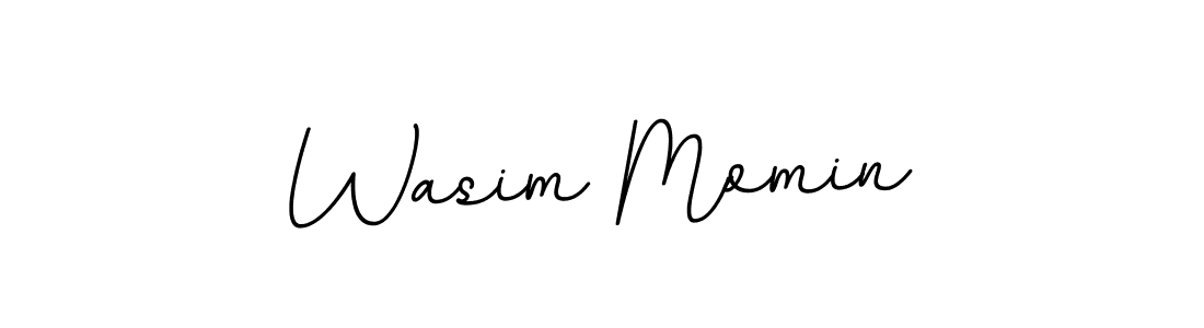 How to make Wasim Momin name signature. Use BallpointsItalic-DORy9 style for creating short signs online. This is the latest handwritten sign. Wasim Momin signature style 11 images and pictures png