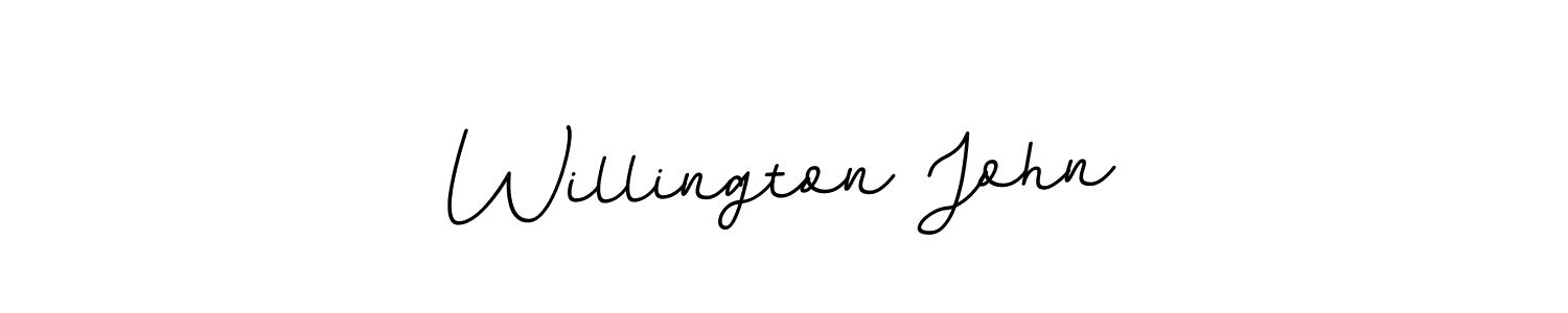Use a signature maker to create a handwritten signature online. With this signature software, you can design (BallpointsItalic-DORy9) your own signature for name Willington John. Willington John signature style 11 images and pictures png