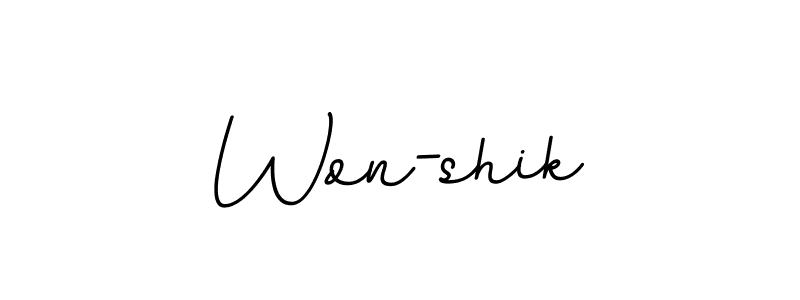 How to make Won-shik name signature. Use BallpointsItalic-DORy9 style for creating short signs online. This is the latest handwritten sign. Won-shik signature style 11 images and pictures png