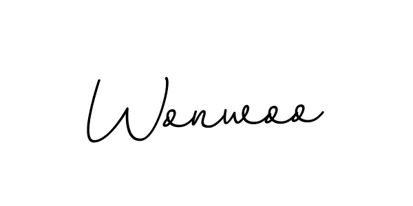 Make a beautiful signature design for name Wonwoo. With this signature (BallpointsItalic-DORy9) style, you can create a handwritten signature for free. Wonwoo signature style 11 images and pictures png