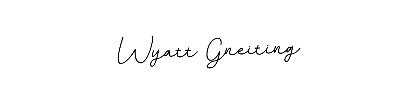 The best way (BallpointsItalic-DORy9) to make a short signature is to pick only two or three words in your name. The name Wyatt Gneiting include a total of six letters. For converting this name. Wyatt Gneiting signature style 11 images and pictures png