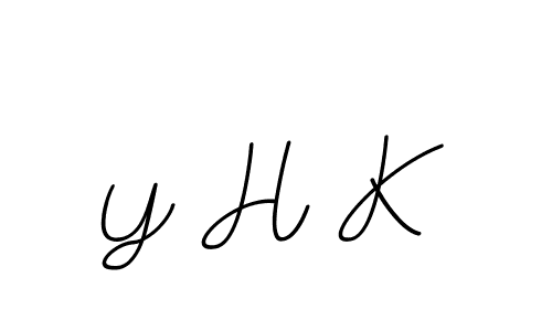 Also we have Y H K name is the best signature style. Create professional handwritten signature collection using BallpointsItalic-DORy9 autograph style. Y H K signature style 11 images and pictures png