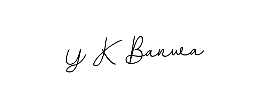 Create a beautiful signature design for name Y K Banwa. With this signature (BallpointsItalic-DORy9) fonts, you can make a handwritten signature for free. Y K Banwa signature style 11 images and pictures png