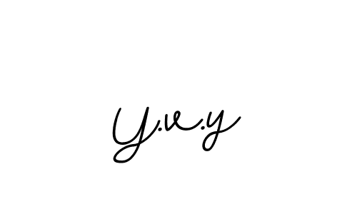 How to make Y.v.y name signature. Use BallpointsItalic-DORy9 style for creating short signs online. This is the latest handwritten sign. Y.v.y signature style 11 images and pictures png