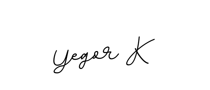 How to make Yegor K name signature. Use BallpointsItalic-DORy9 style for creating short signs online. This is the latest handwritten sign. Yegor K signature style 11 images and pictures png