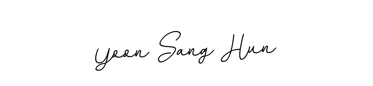 This is the best signature style for the Yoon Sang Hun name. Also you like these signature font (BallpointsItalic-DORy9). Mix name signature. Yoon Sang Hun signature style 11 images and pictures png