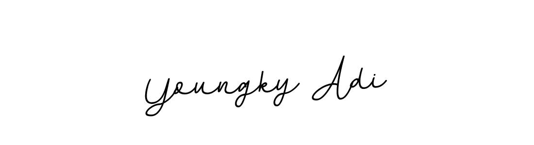 Use a signature maker to create a handwritten signature online. With this signature software, you can design (BallpointsItalic-DORy9) your own signature for name Youngky Adi. Youngky Adi signature style 11 images and pictures png