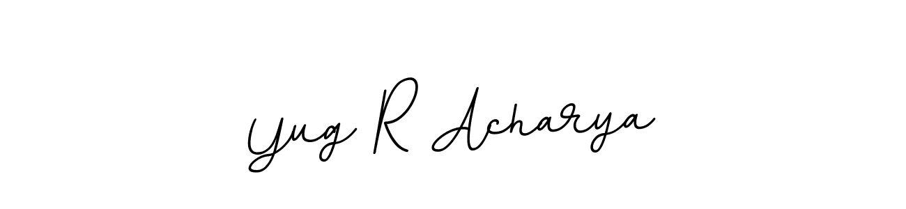 You should practise on your own different ways (BallpointsItalic-DORy9) to write your name (Yug R Acharya) in signature. don't let someone else do it for you. Yug R Acharya signature style 11 images and pictures png