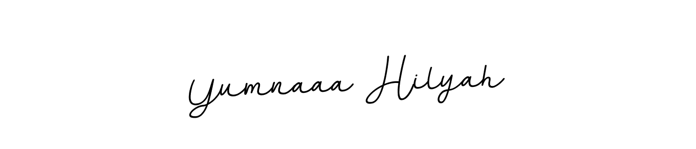 Create a beautiful signature design for name Yumnaaa Hilyah. With this signature (BallpointsItalic-DORy9) fonts, you can make a handwritten signature for free. Yumnaaa Hilyah signature style 11 images and pictures png