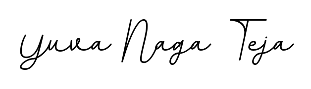 Looking for an artistic signature for Yuva Naga Teja? The BallpointsItalic-DORy9 calligraphy style gives a sophisticated flow suitable for business cards and emails. Yuva Naga Teja signature style 11 images and pictures png