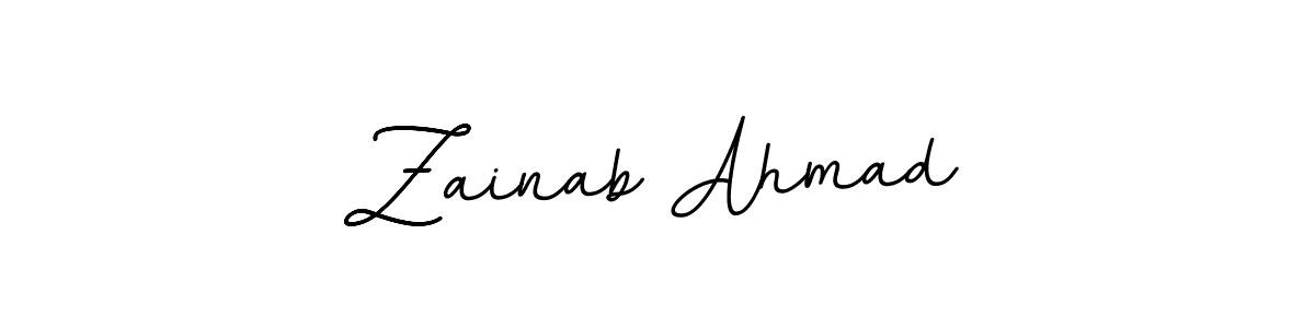 Make a beautiful signature design for name Zainab Ahmad. With this signature (BallpointsItalic-DORy9) style, you can create a handwritten signature for free. Zainab Ahmad signature style 11 images and pictures png