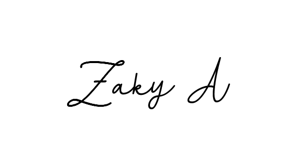 How to make Zaky A name signature. Use BallpointsItalic-DORy9 style for creating short signs online. This is the latest handwritten sign. Zaky A signature style 11 images and pictures png