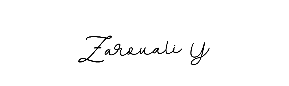 How to make Zarouali Y name signature. Use BallpointsItalic-DORy9 style for creating short signs online. This is the latest handwritten sign. Zarouali Y signature style 11 images and pictures png
