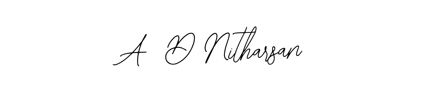 Similarly Bearetta-2O07w is the best handwritten signature design. Signature creator online .You can use it as an online autograph creator for name A  D Nitharsan. A  D Nitharsan signature style 12 images and pictures png