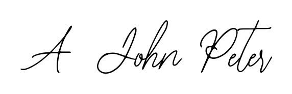 Give your name A  John Peter an exquisite flair with the Bearetta-2O07w script font. Ideal for contracts, resumes, and formal letterheads. A  John Peter signature style 12 images and pictures png