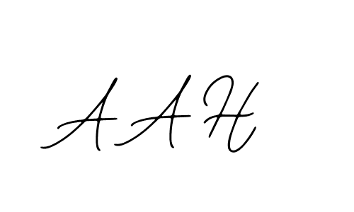 Use a signature maker to create a handwritten signature online. With this signature software, you can design (Bearetta-2O07w) your own signature for name A A H. A A H signature style 12 images and pictures png