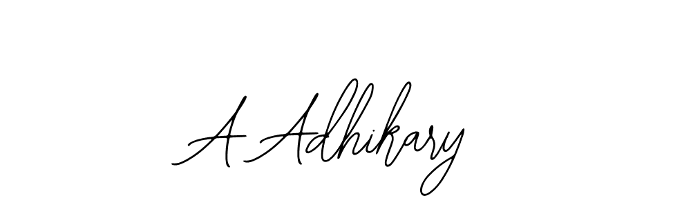 How to make A Adhikary name signature. Use Bearetta-2O07w style for creating short signs online. This is the latest handwritten sign. A Adhikary signature style 12 images and pictures png