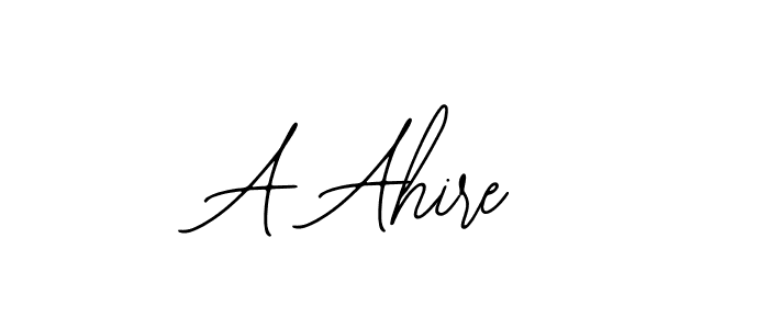 How to make A Ahire name signature. Use Bearetta-2O07w style for creating short signs online. This is the latest handwritten sign. A Ahire signature style 12 images and pictures png