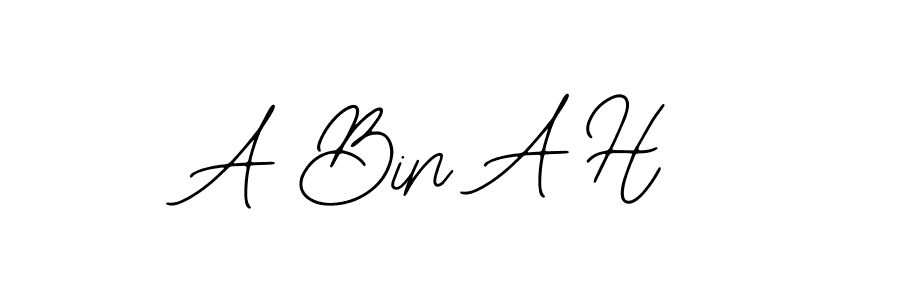 How to make A Bin A H name signature. Use Bearetta-2O07w style for creating short signs online. This is the latest handwritten sign. A Bin A H signature style 12 images and pictures png